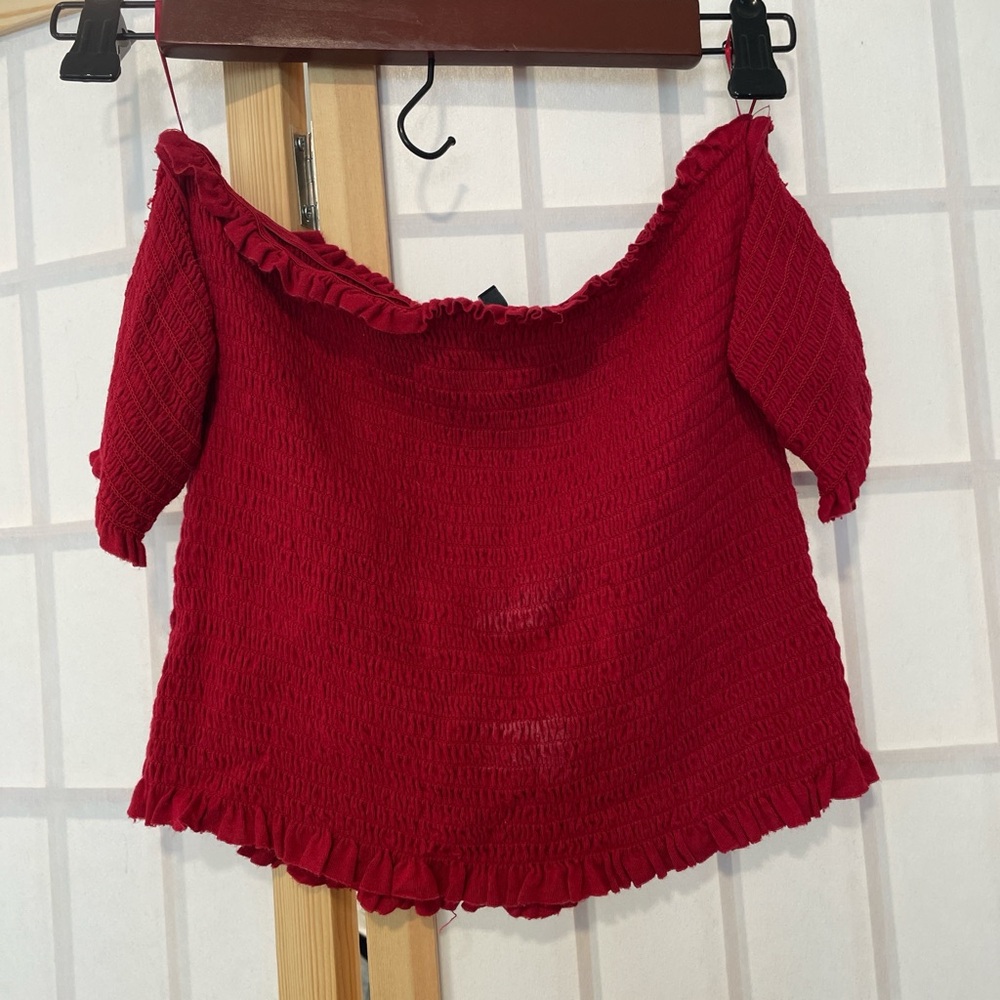 Isabella Fiore Red Off-Shoulder Crop Top
